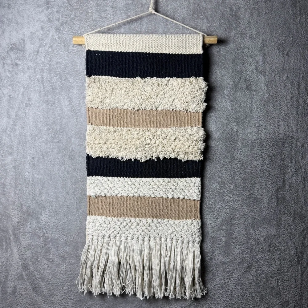 Boho Woven Wall Hanging with Fringe Wall Tapestry Wall Decor